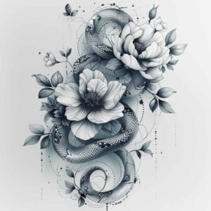 ornamental-snake-tattoo – tattoo design ideas free ai generated – negative-space – for-forearm – Gallery: snakes-inkby-ai