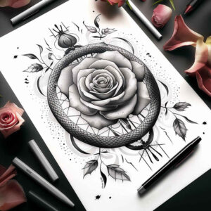ornamental-snake-tattoo – tattoo design ideas free ai generated – negative-space – for-inner-arm – Gallery: snakes-inkby-ai