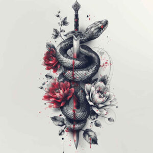 plant-ornament-snake-tattoo – tattoo design ideas free ai generated – diminutive – for-foot – Gallery: snakes-inkby-ai