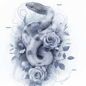 plant-ornament-snake-tattoo – tattoo design ideas free ai generated – soft-curve – for-shoulder – Gallery: snakes-inkby-ai