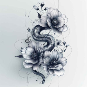 power-symbol-snake-tattoo – tattoo design ideas free ai generated – fine-line – for-elbow – Gallery: snakes-inkby-ai