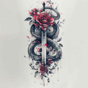 protection-symbol-snake-tattoo – tattoo design ideas free ai generated – pure-motif – for-hip – Gallery: snakes-inkby-ai