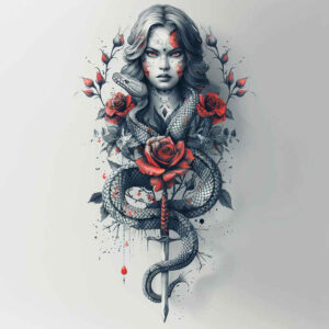 protection-symbol-snake-tattoo – tattoo design ideas free ai generated – single-line – for-spine – Gallery: snakes-inkby-ai