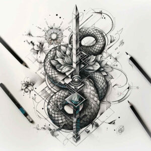 realistic-snake-tattoo – tattoo design ideas free ai generated – discreet – for-temple – Gallery: snakes-inkby-ai