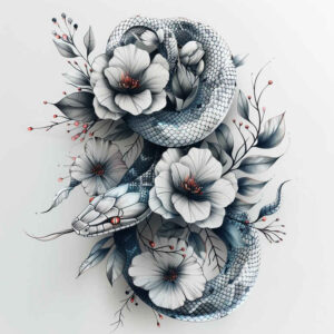 shaded-snake-tattoo – tattoo design ideas free ai generated – micro-line – for-back-shoulder – Gallery: snakes-inkby-ai