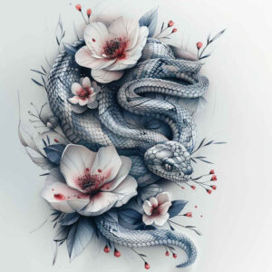 shaded-snake-tattoo – tattoo design ideas free ai generated – single-dot – for-thigh – Gallery: snakes-inkby-ai