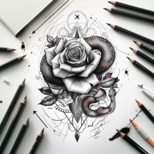 shadow-and-light-snake-tattoo – tattoo design ideas free ai generated – minimal-texture – for-shoulder – Gallery: snakes-inkby-ai