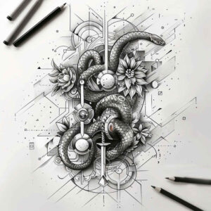 shadow-snake-tattoo – tattoo design ideas free ai generated – discreet – for-chest – Gallery: snakes-inkby-ai