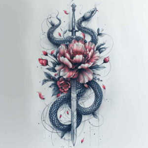 shadow-snake-tattoo – tattoo design ideas free ai generated – tiny-detail – for-shoulder – Gallery: snakes-inkby-ai