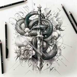 spiritual-motif-snake-tattoo – tattoo design ideas free ai generated – dainty – for-side-torso – Gallery: snakes-inkby-ai