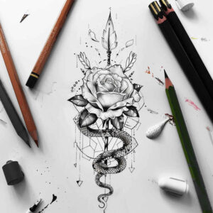 spiritual-motif-snake-tattoo – tattoo design ideas free ai generated – fine-dot – for-inner-arm – Gallery: snakes-inkby-ai