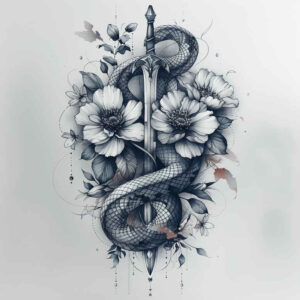 spiritual-motif-snake-tattoo – tattoo design ideas free ai generated – quiet-art – for-biceps – Gallery: snakes-inkby-ai