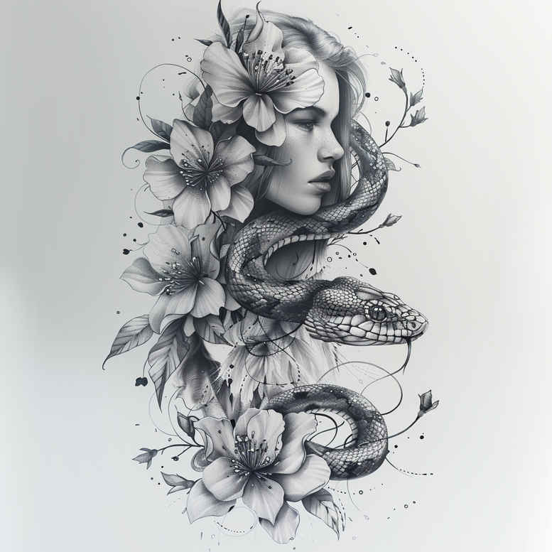 snakes tattoo design ideas Surrealism fluid forms airy touch represents strength