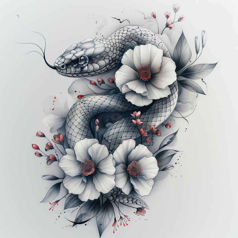snakes tattoo design ideas Surrealism translucent layers diminutive for lower arm