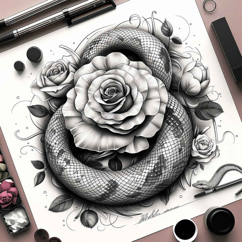 snakes tattoo design ideas Surrealism enigmatic essential lines embodying determination