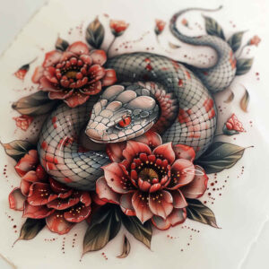 snakes tattoo design ideas Surrealism unreal fine dot strength and power