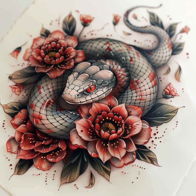 snakes tattoo design ideas Surrealism unreal fine dot strength and power