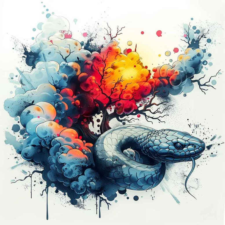 snakes tattoo design ideas illustrative style micro art for upper thigh