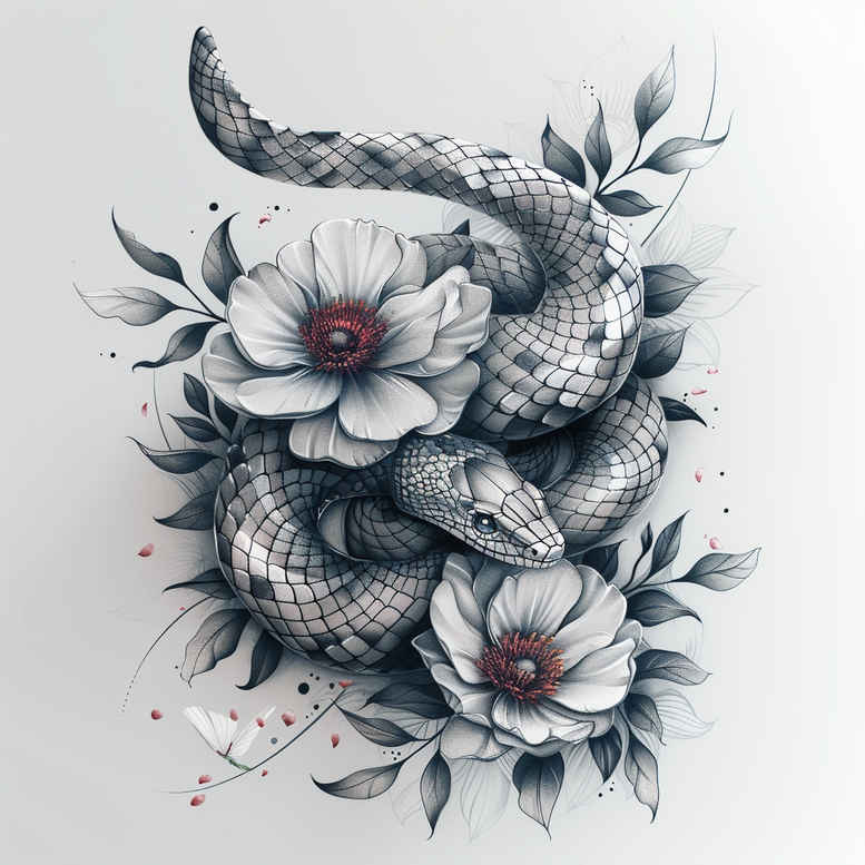 snakes tattoo design ideas real-life shading micro line for lower chest