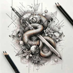 snakes tattoo design ideas Surrealism phantasmagoria micro symbol for toe