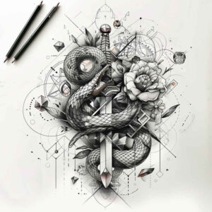 snakes tattoo design ideas Realism soft contrast negative space for chest
