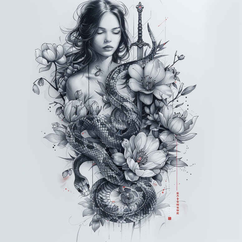 snakes tattoo design ideas Surrealism bizarre petite for lower leg