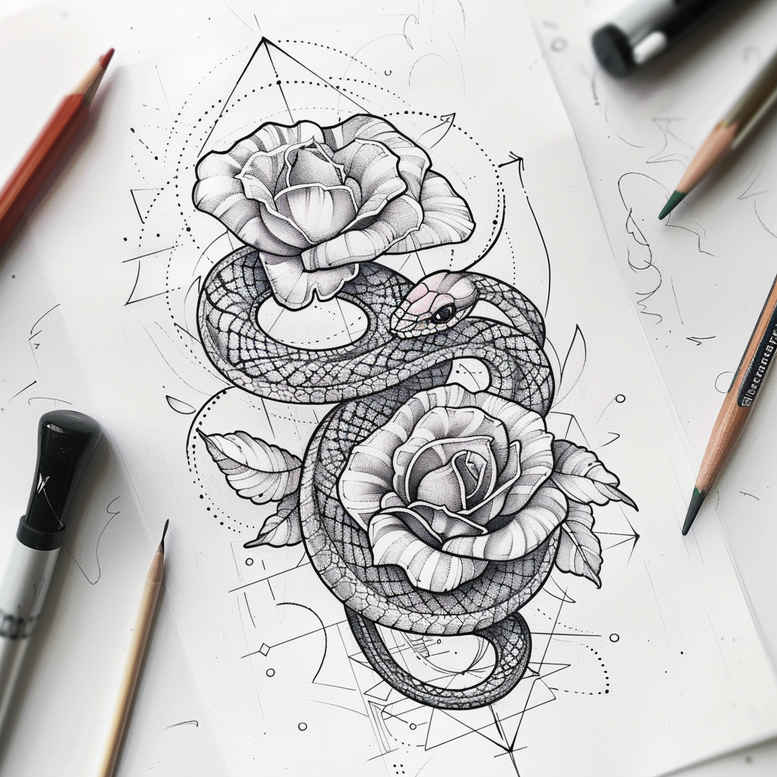 snakes tattoo design ideas deep blacks pinprick for upper back