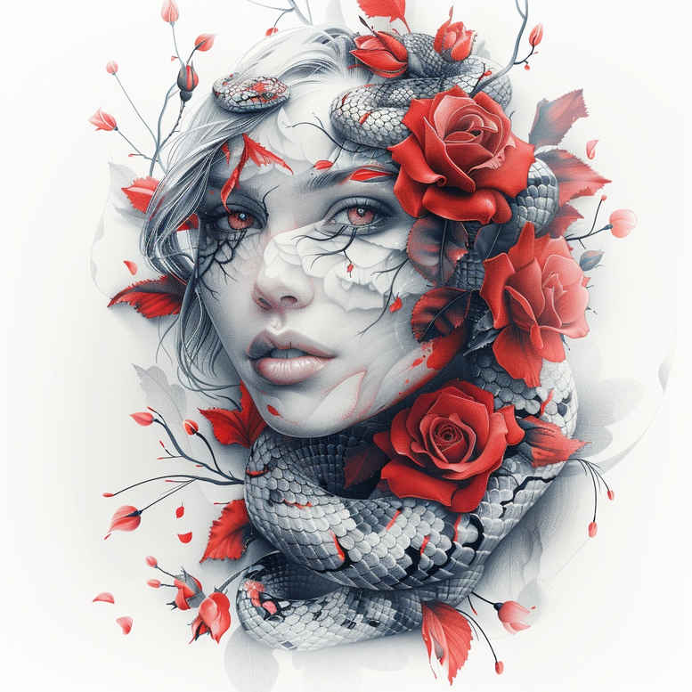 snakes tattoo design ideas Surrealism melting forms pristine for chest