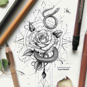 snakes tattoo design ideas Surrealism metamorphosis pure outline strength and power