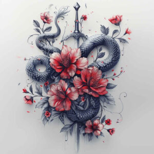 snakes tattoo design ideas Surrealism fluid forms quiet symbolising perseverance