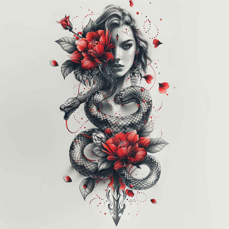 snakes tattoo design ideas Surrealism juxtaposition slender perseverance and power