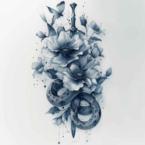 snakes tattoo design ideas Surrealism disorienting subtle shape for upper shoulder
