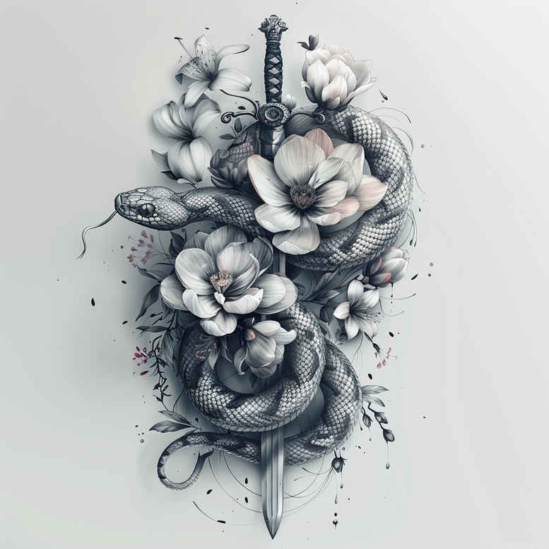 snakes tattoo design ideas Realism studio quality unadorned for lower thigh