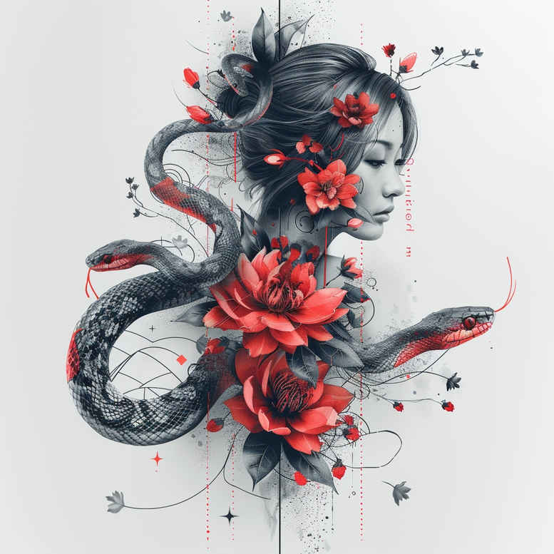tribal-snake-tattoo – tattoo design ideas free ai generated – single-color – for-nape – Gallery: snakes-inkby-ai