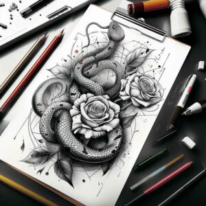 tribal-snake-tattoo – tattoo design ideas free ai generated – single-line – for-back-of-neck – Gallery: snakes-inkby-ai