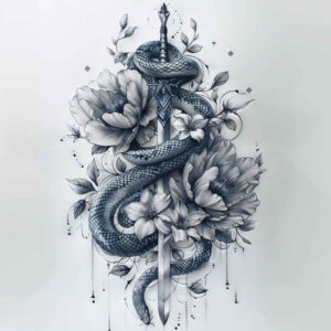wavy-line-snake-tattoo – tattoo design ideas free ai generated – mini-geometry – for-abdomen – Gallery: snakes-inkby-ai