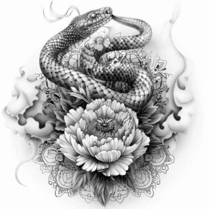 wavy-line-snake-tattoo – tattoo design ideas free ai generated – uncluttered – for-foot – Gallery: snakes-inkby-ai