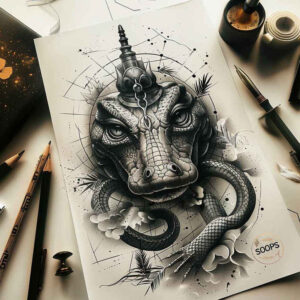 contour-sobek-tattoo-dreadful-for-hand – tattoo design ideas free ai generated – Gallery: sobek-inkby-ai