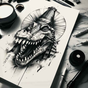 mystical-sobek-tattoo-shadowy-for-behind-ear – tattoo design ideas free ai generated – Gallery: sobek-inkby-ai
