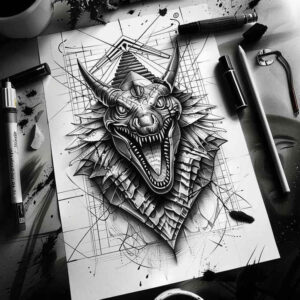 war-god-sobek-tattoo-petrified-for-hand – tattoo design ideas free ai generated – Gallery: sobek-inkby-ai