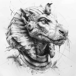 fertility-god-sobek-tattoo-ghastly-for-calf – tattoo design ideas free ai generated – Gallery: sobek-inkby-ai