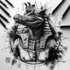 war-god-sobek-tattoo-abandoned-for-thigh – tattoo design ideas free ai generated – Gallery: sobek-inkby-ai
