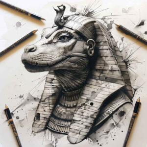protection-god-sobek-tattoo-bleak-for-outer-arm – tattoo design ideas free ai generated – Gallery: sobek-inkby-ai