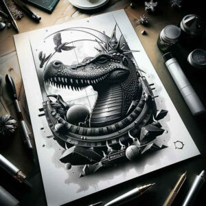 expression-sobek-tattoo-creepy-for-lower-back – tattoo design ideas free ai generated – Gallery: sobek-inkby-ai