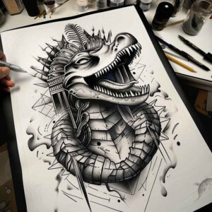 detailed-sobek-tattoo-grotesque-for-lower-arm – tattoo design ideas free ai generated – Gallery: sobek-inkby-ai