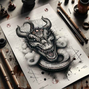 magic-motif-sobek-tattoo-hellish-for-knee – tattoo design ideas free ai generated – Gallery: sobek-inkby-ai