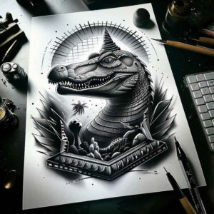 war-god-sobek-tattoo-horror-for-chest – tattoo design ideas free ai generated – Gallery: sobek-inkby-ai