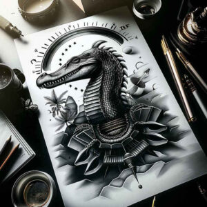 sobek tattoo design ideas Surrealism fantastical crocodile mask for heel