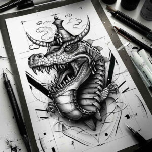 sobek tattoo design ideas realistic contrast crocodile mask strength and power
