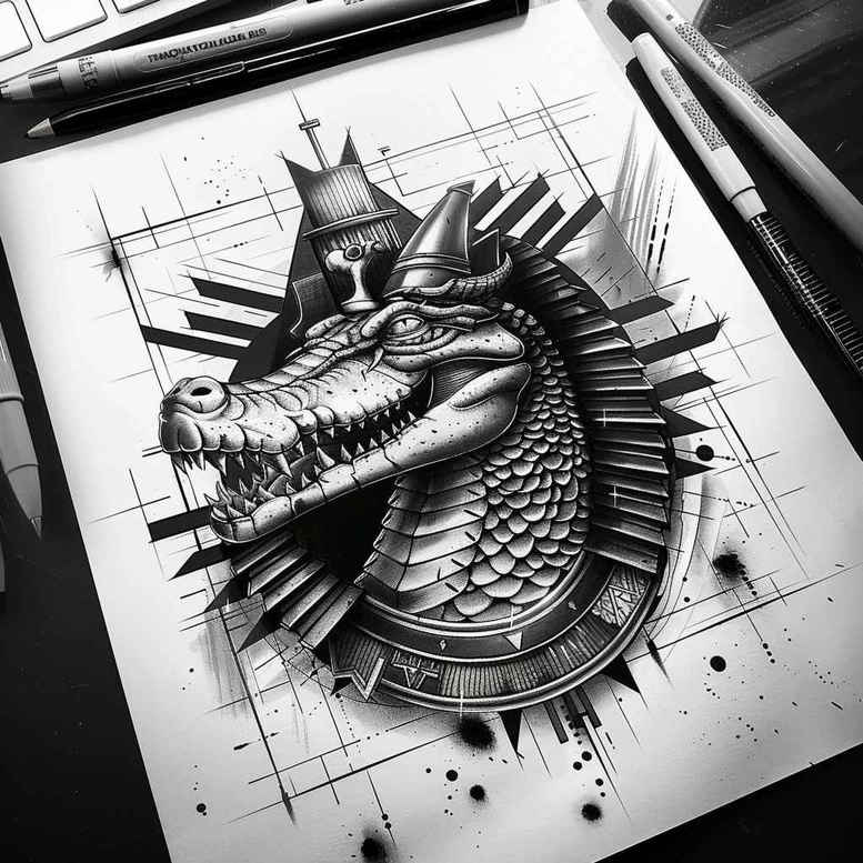 sobek tattoo design ideas Realism visual truth divine predator symbol of strength